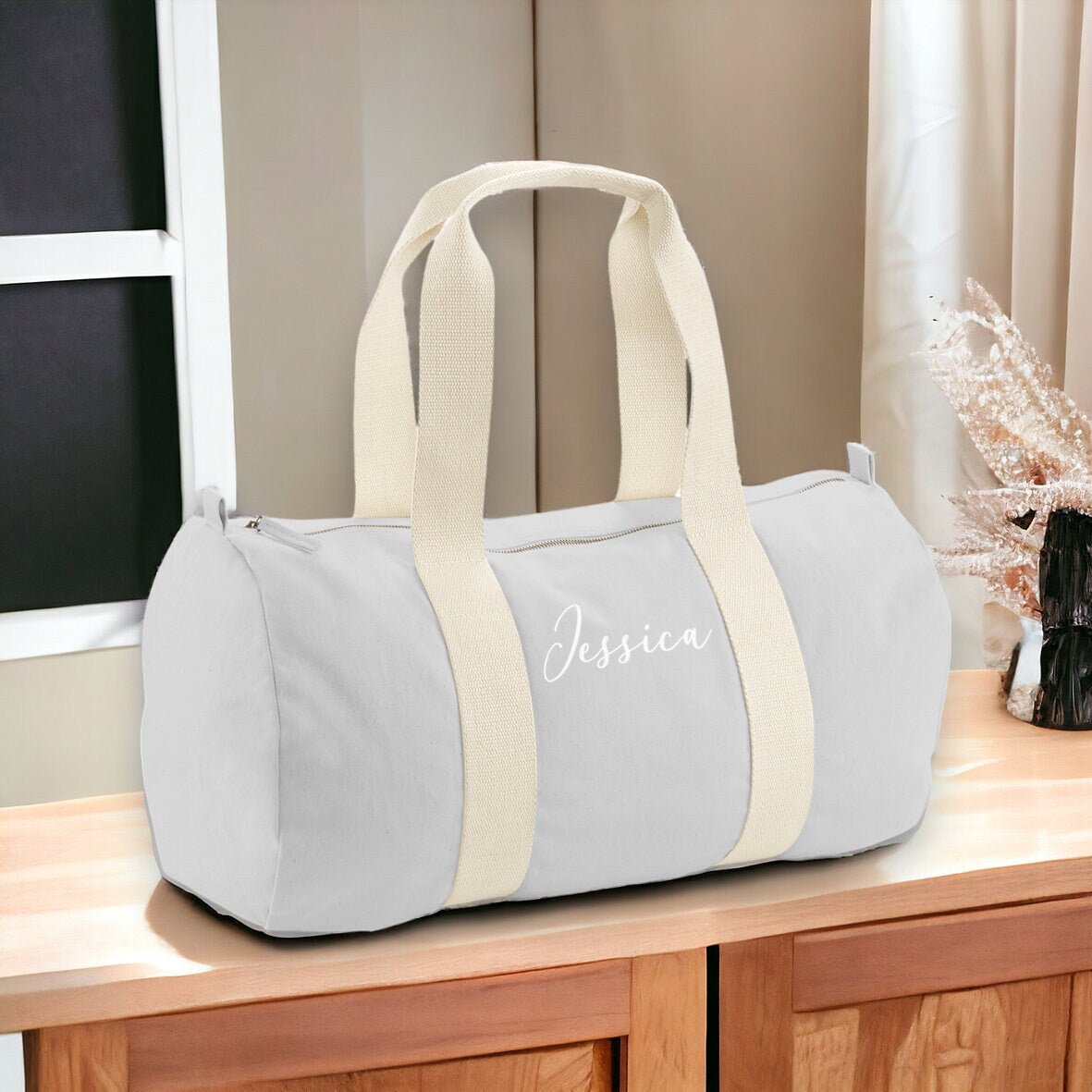 Personalised Name Duffel Bag, Bridesmaid Gifts, Cute Overnight Bag for Her, Custom Weekender Bag, Travel Bag, Initial Gym Bag, Hospital Bag - Jessica Hollie GiftsBag