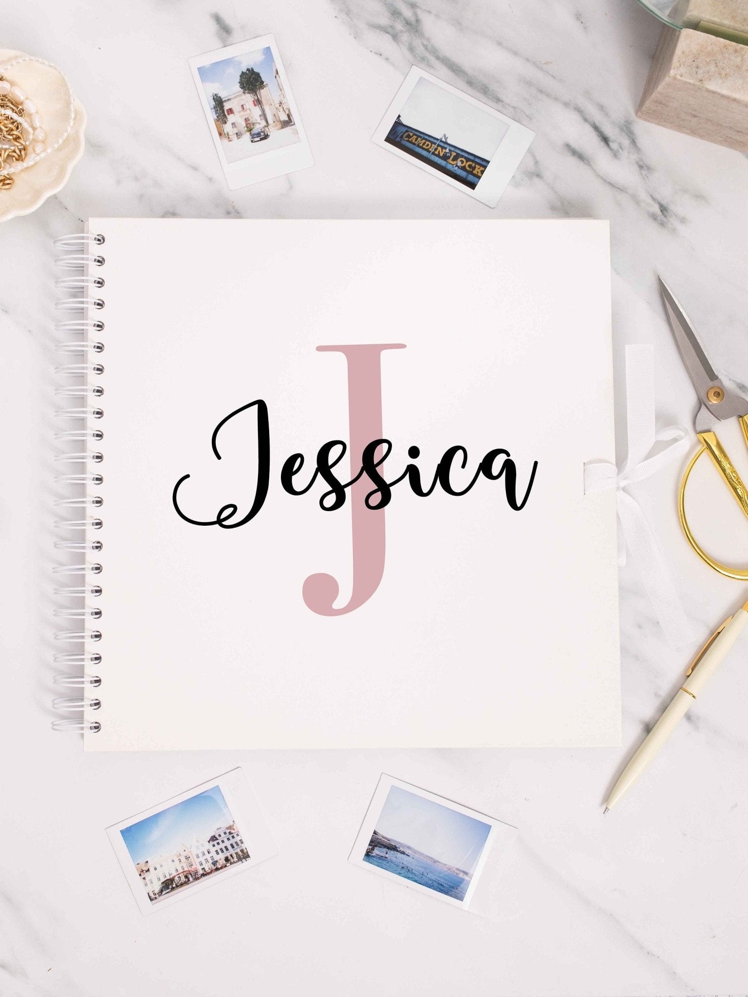 Personalised Name scrapbook / custom message photo album / floral wreath memory book - Jessica Hollie Gifts