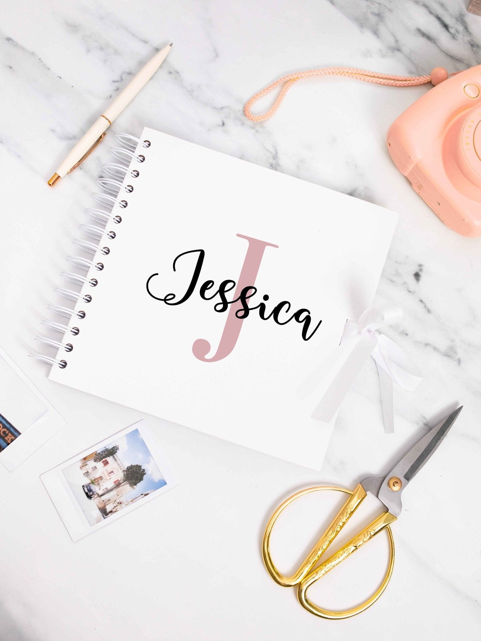 Personalised Name scrapbook / custom message photo album / floral wreath memory book - Jessica Hollie Gifts