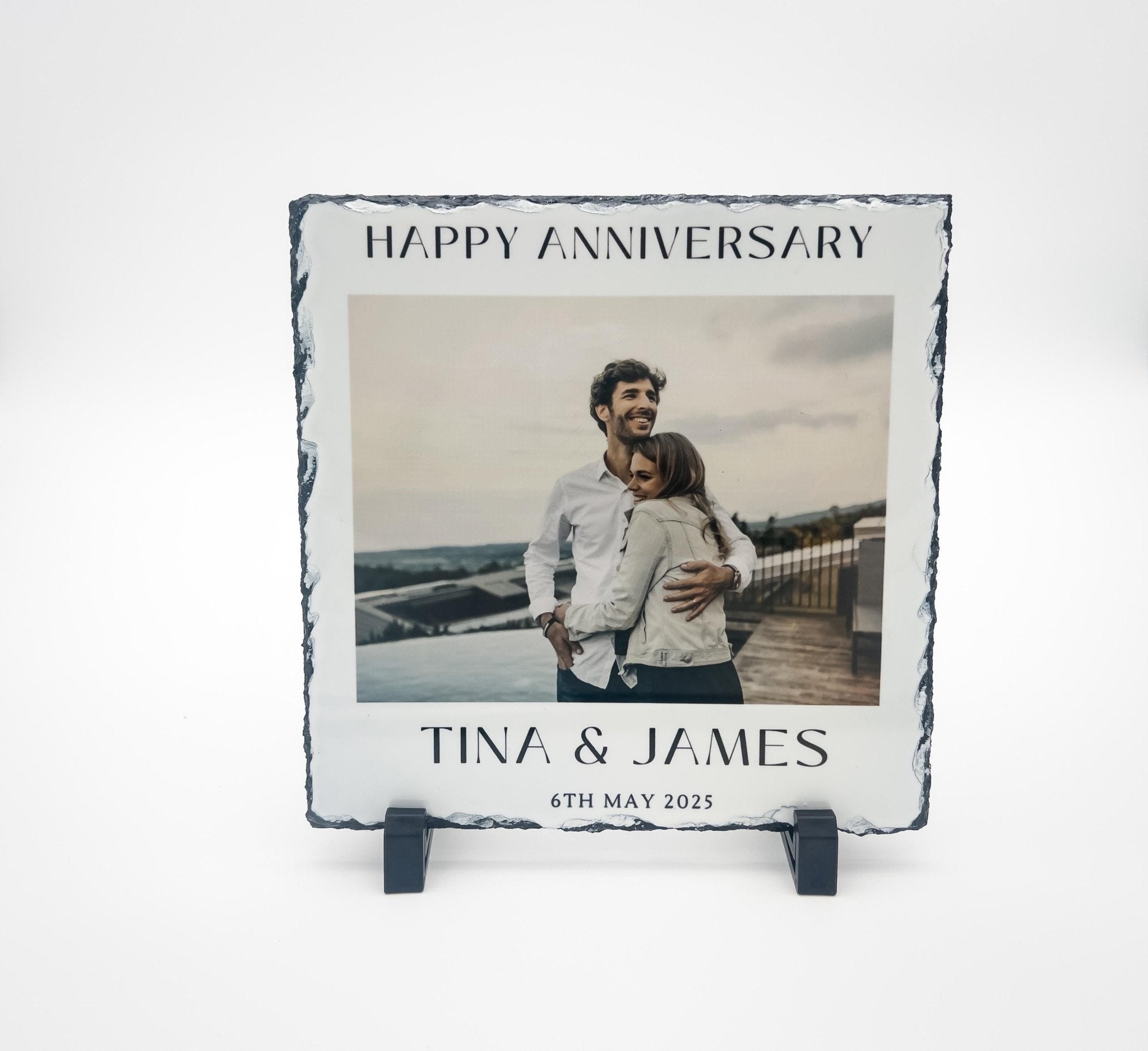 Personalised Photo Slate Gift, Custom Slate Photo Frame for Anniversary, Custom Photo Gift, Stone Slate Plaque, Natural slate gift, Printed - Jessica Hollie Gifts