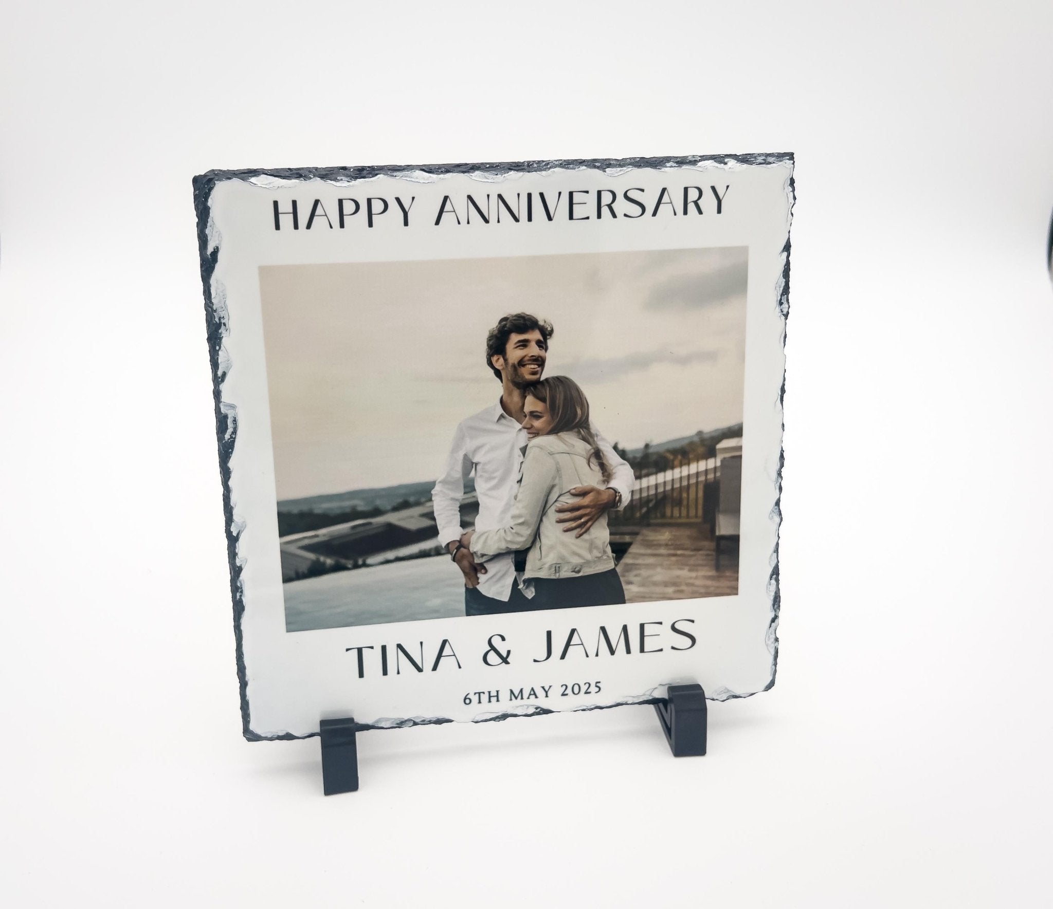 Personalised Photo Slate Gift, Custom Slate Photo Frame for Anniversary, Custom Photo Gift, Stone Slate Plaque, Natural slate gift, Printed - Jessica Hollie Gifts