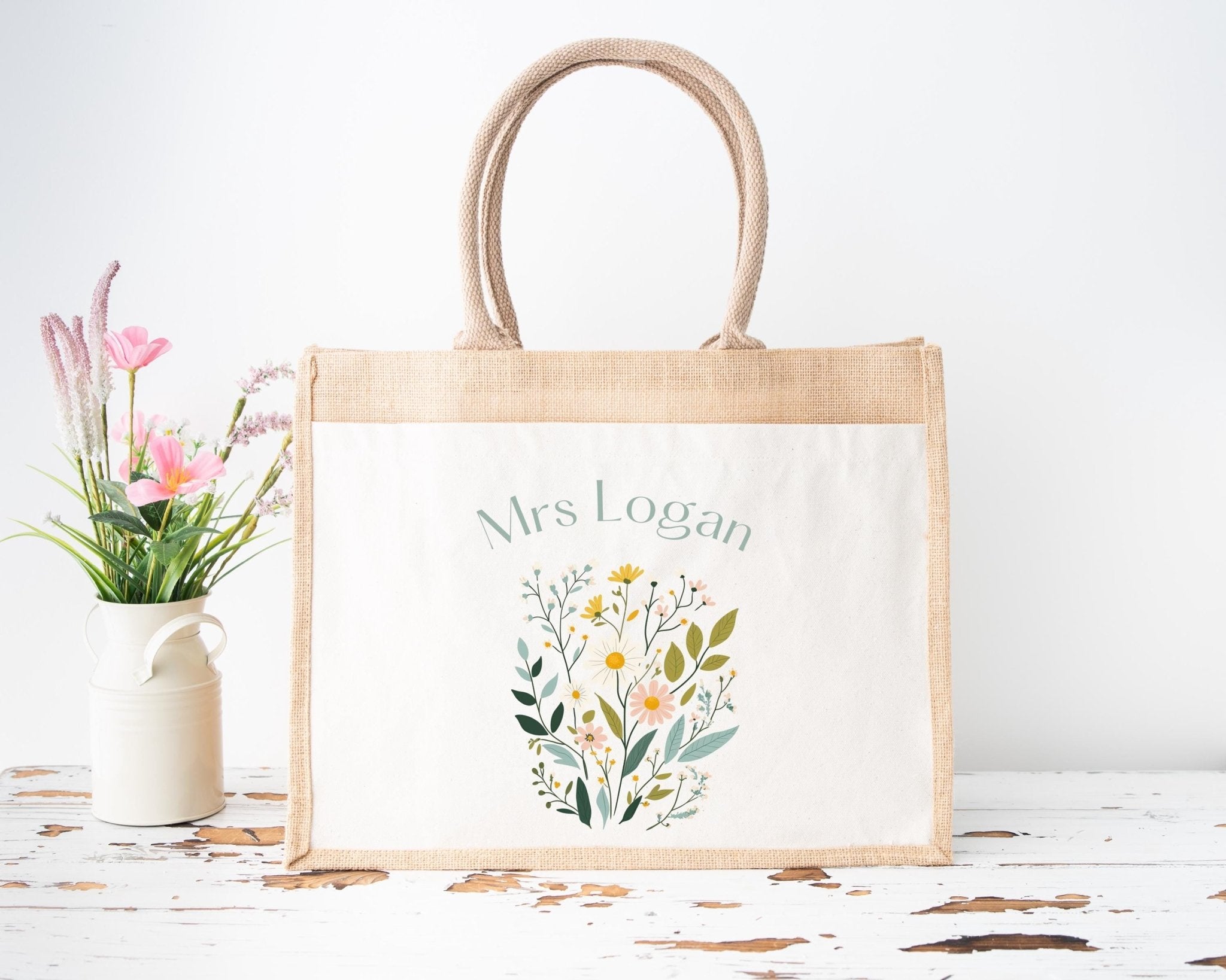 Personalised Teacher Bag, Custom Teacher Jute Bag, Teacher Tote Bag, Teacher Gift, TA Gift, Thank You Teacher Present, Jute Lunch Bag - Jessica Hollie Gifts