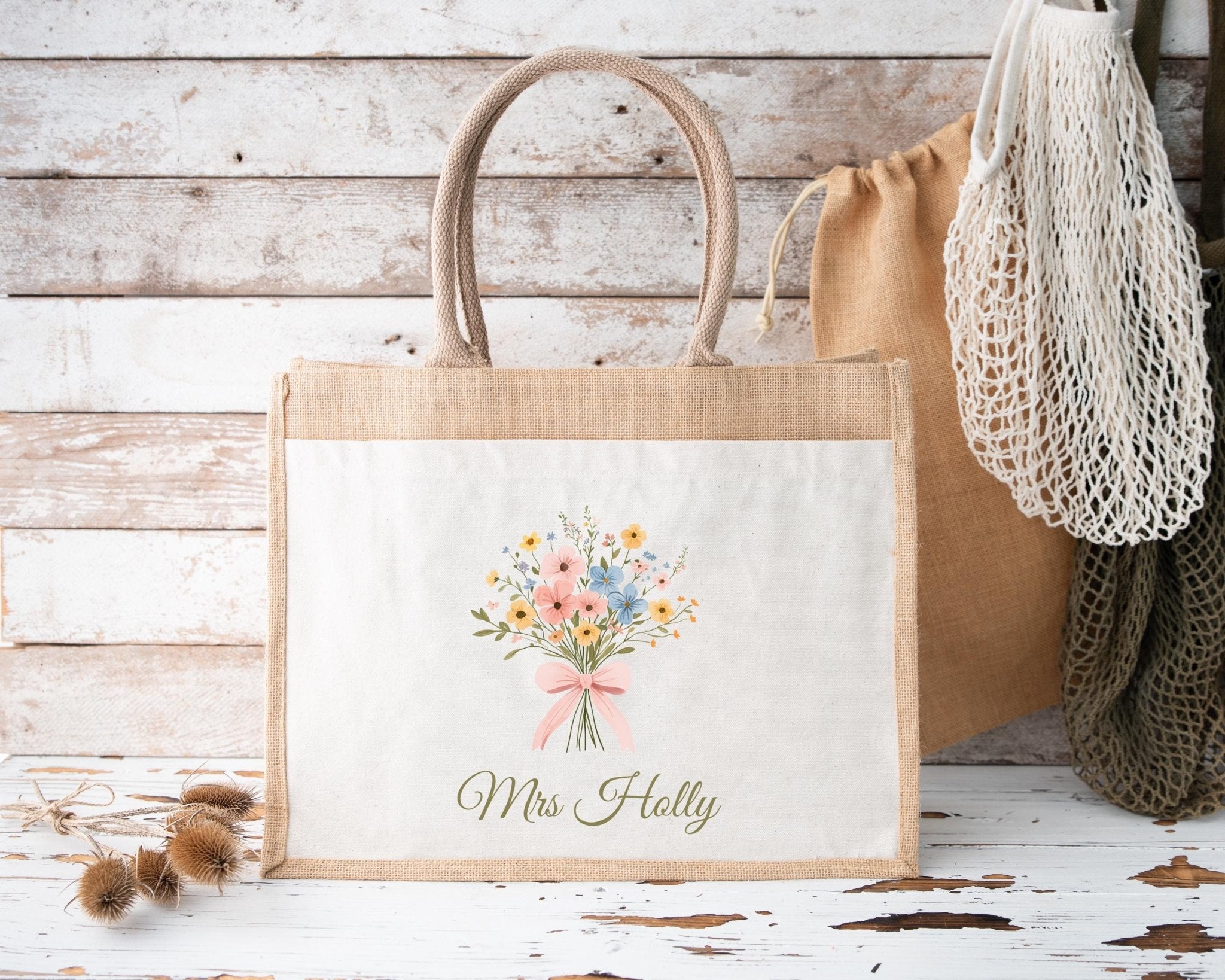 Personalised Teacher Bag, Custom Teacher Jute Bag, Teacher Tote Bag, Teacher Gift, TA Gift, Thank You Teacher Present, Jute Lunch Bag - Jessica Hollie Gifts