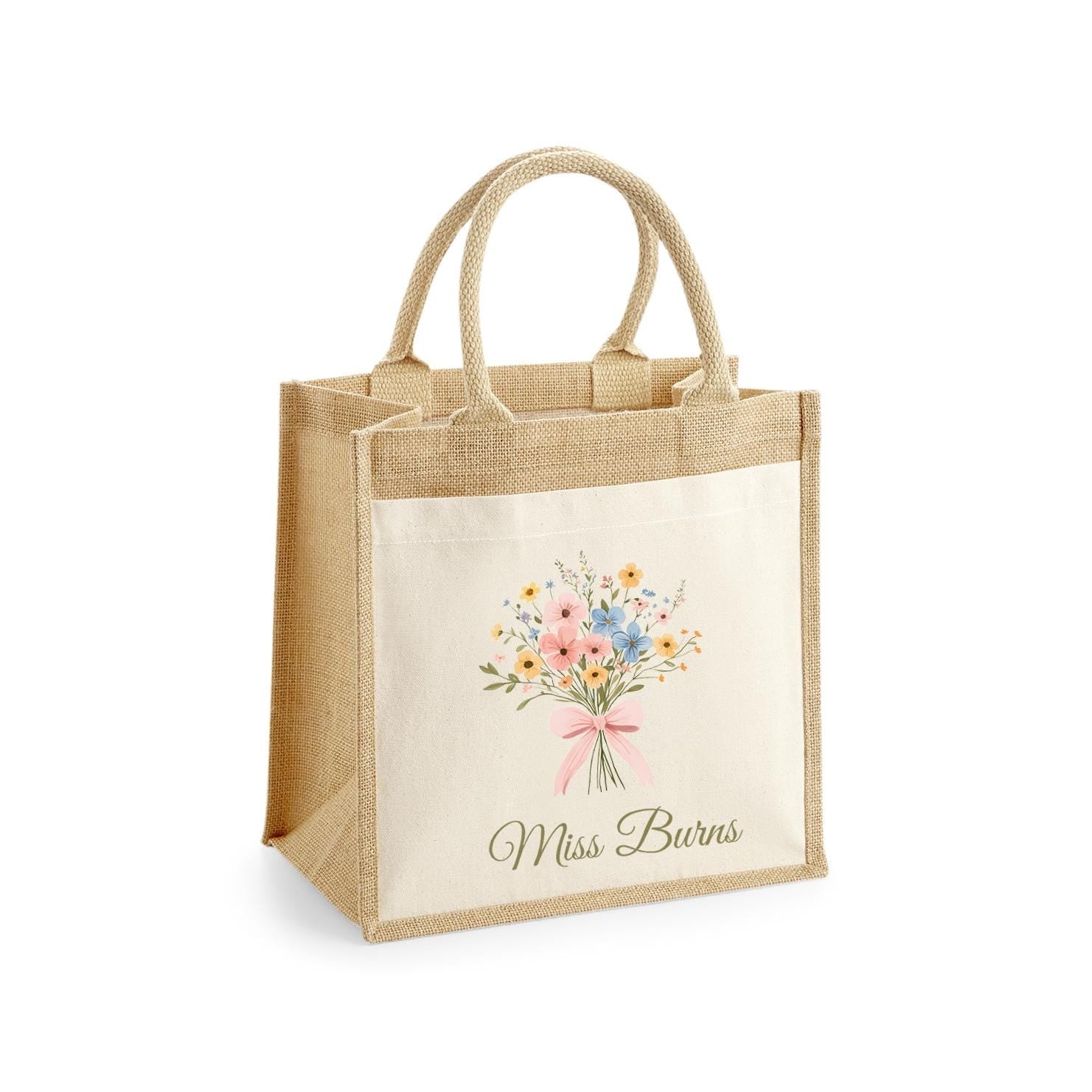 Personalised Teacher Bag, Custom Teacher Jute Bag, Teacher Tote Bag, Teacher Gift, TA Gift, Thank You Teacher Present, Jute Lunch Bag - Jessica Hollie Gifts