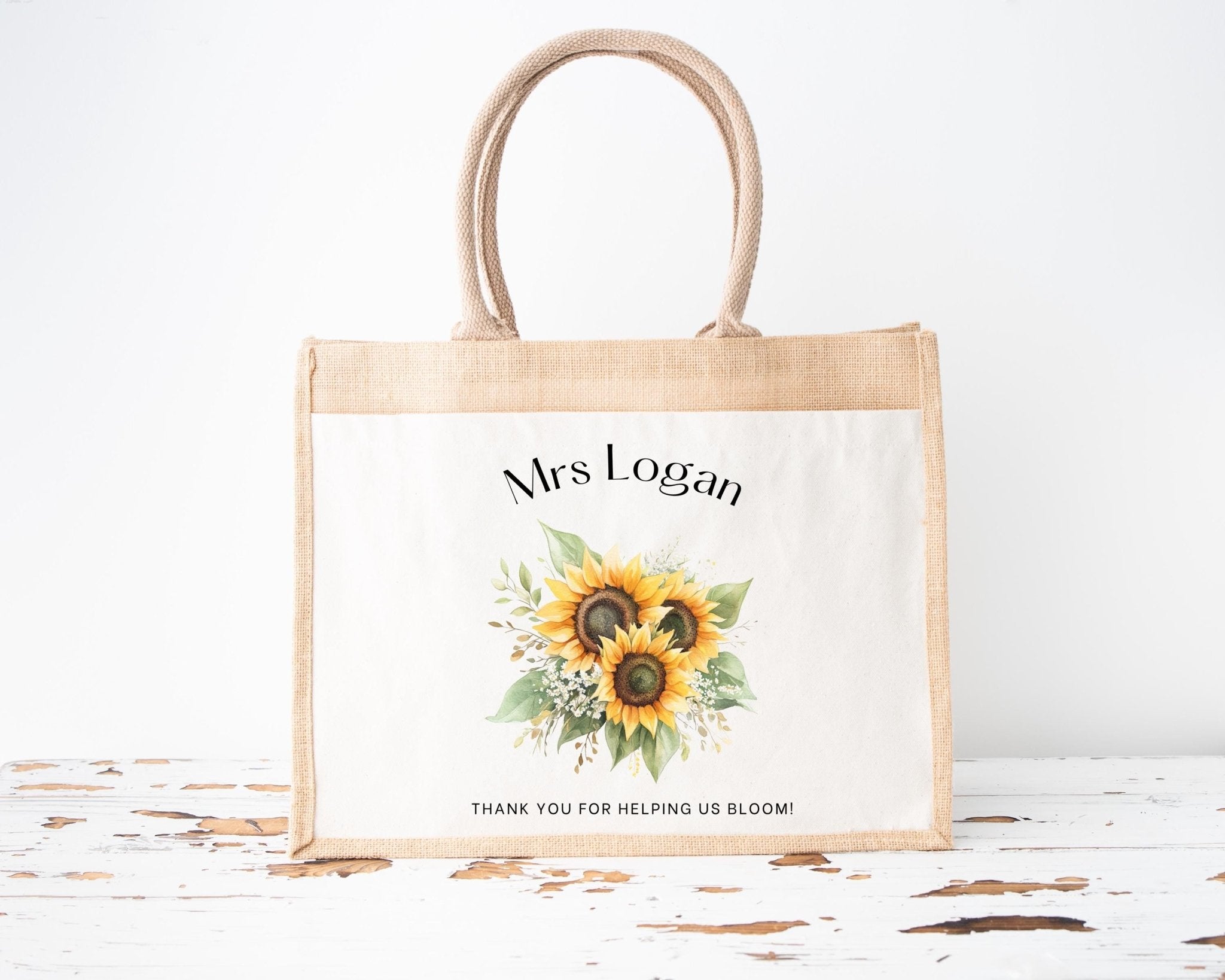 Personalised Teacher Bag, Custom Teacher Jute Bag, Teacher Tote Bag, Teacher Gift, TA Gift, Thank You Teacher Present, Jute Lunch Bag - Jessica Hollie Gifts