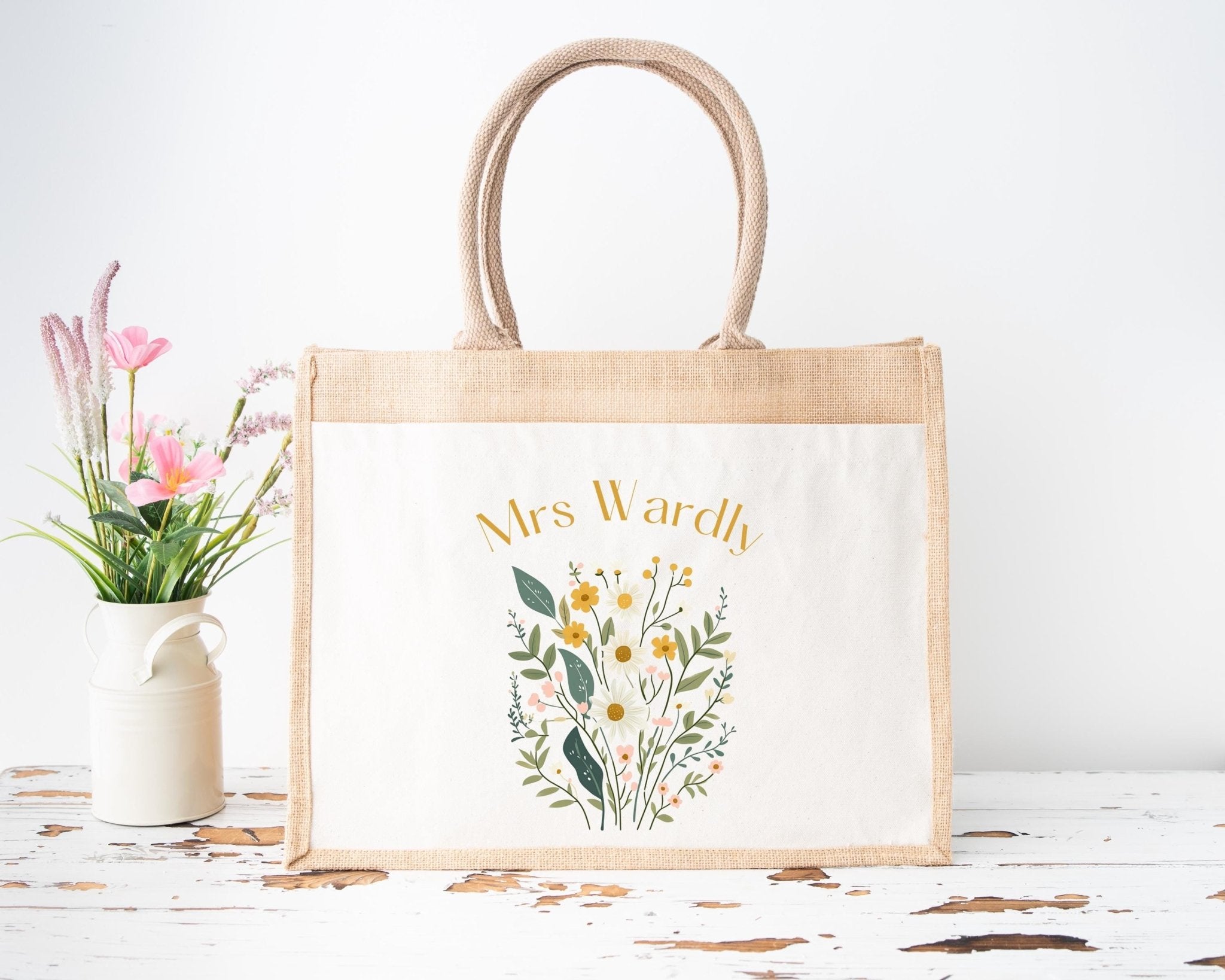 Personalised Teacher Bag, Custom Teacher Jute Bag, Teacher Tote Bag, Teacher Gift, TA Gift, Thank You Teacher Present, Jute Lunch Bag - Jessica Hollie Gifts