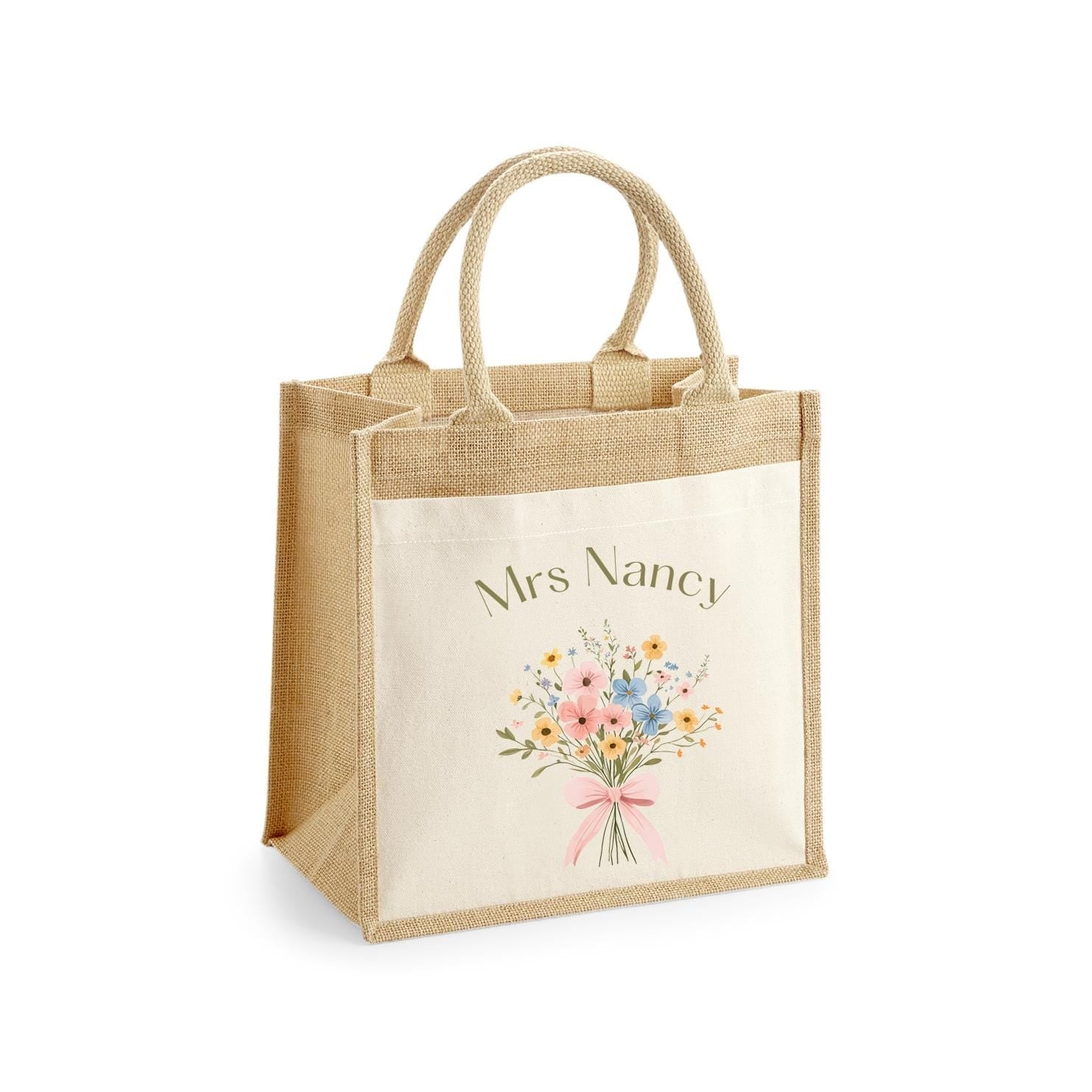 Personalised Teacher Bag, Custom Teacher Jute Bag, Teacher Tote Bag, Teacher Gift, TA Gift, Thank You Teacher Present, Jute Lunch Bag - Jessica Hollie Gifts