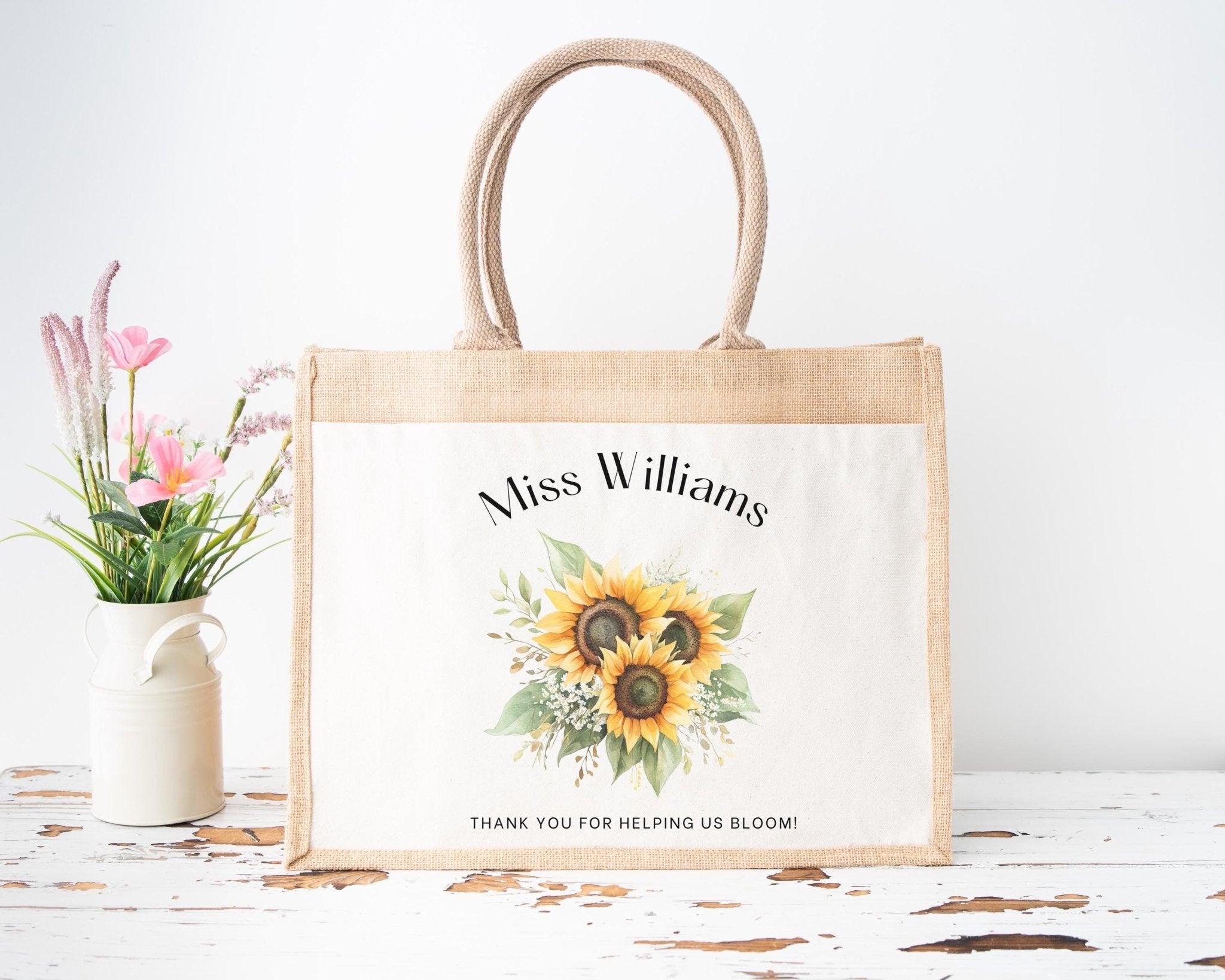 Personalised Teacher Bag, Custom Teacher Jute Bag, Teacher Tote Bag, Teacher Gift, TA Gift, Thank You Teacher Present, Jute Lunch Bag - Jessica Hollie Gifts