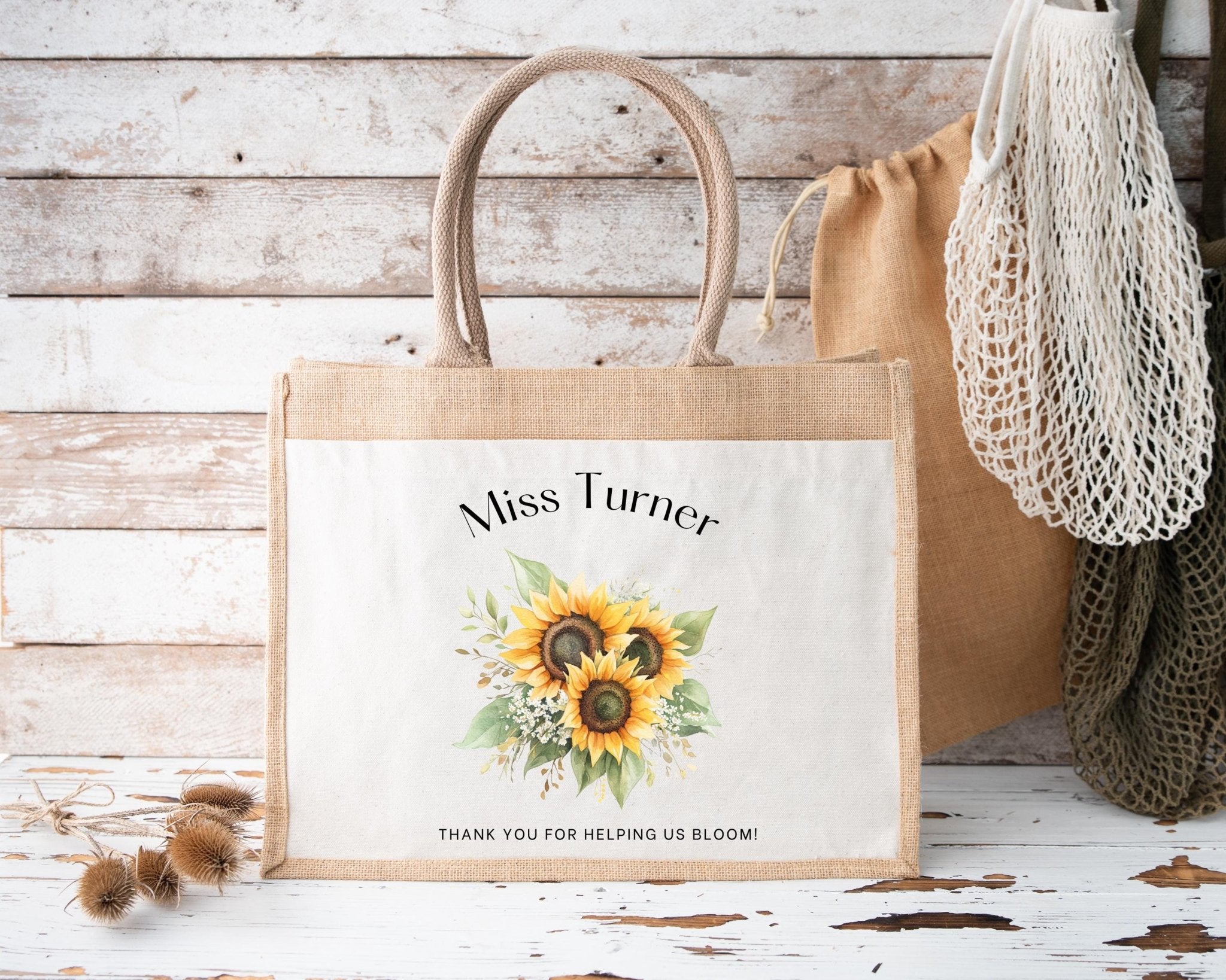 Personalised Teacher Bag, Custom Teacher Jute Bag, Teacher Tote Bag, Teacher Gift, TA Gift, Thank You Teacher Present, Jute Lunch Bag - Jessica Hollie Gifts
