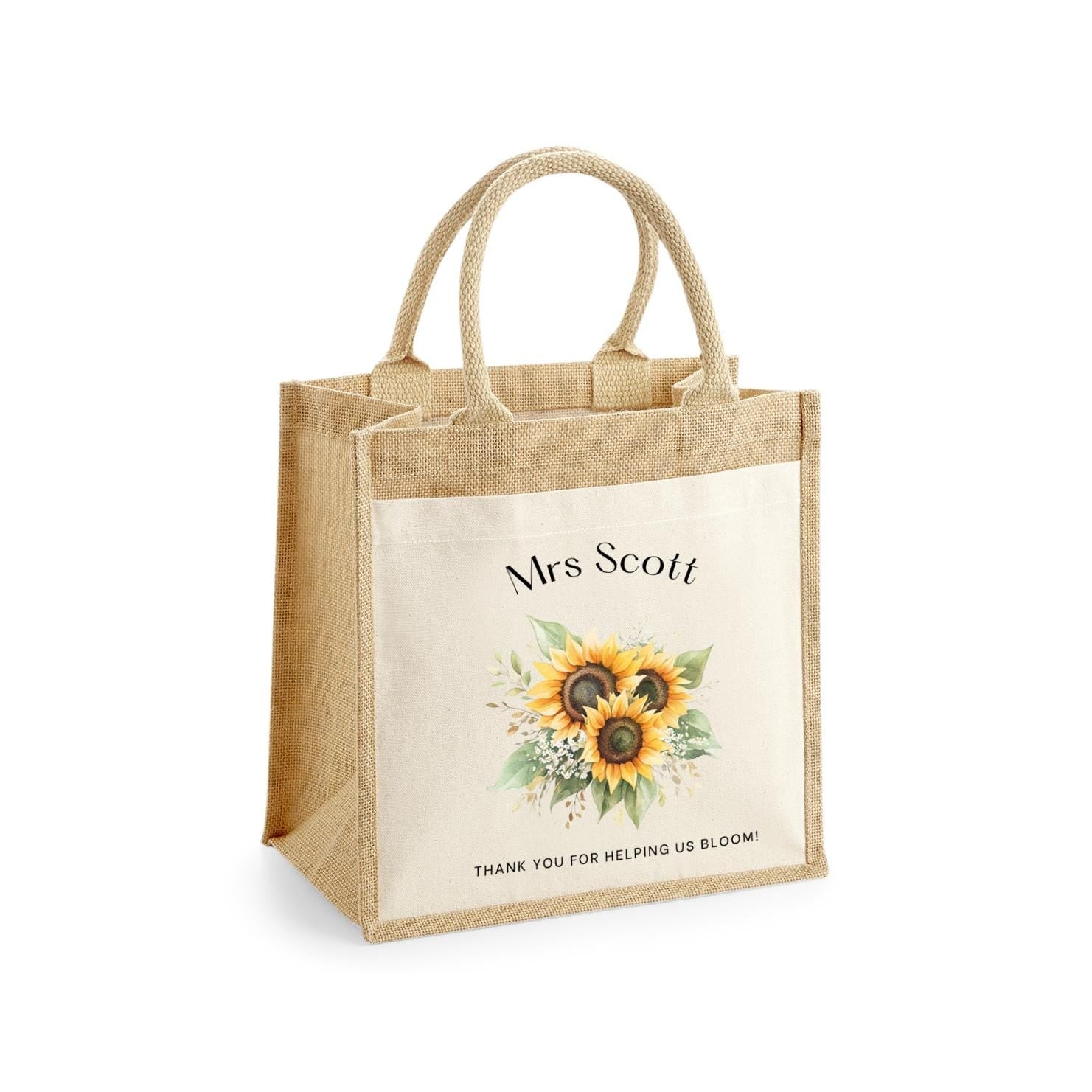 Personalised Teacher Bag, Custom Teacher Jute Bag, Teacher Tote Bag, Teacher Gift, TA Gift, Thank You Teacher Present, Jute Lunch Bag - Jessica Hollie Gifts