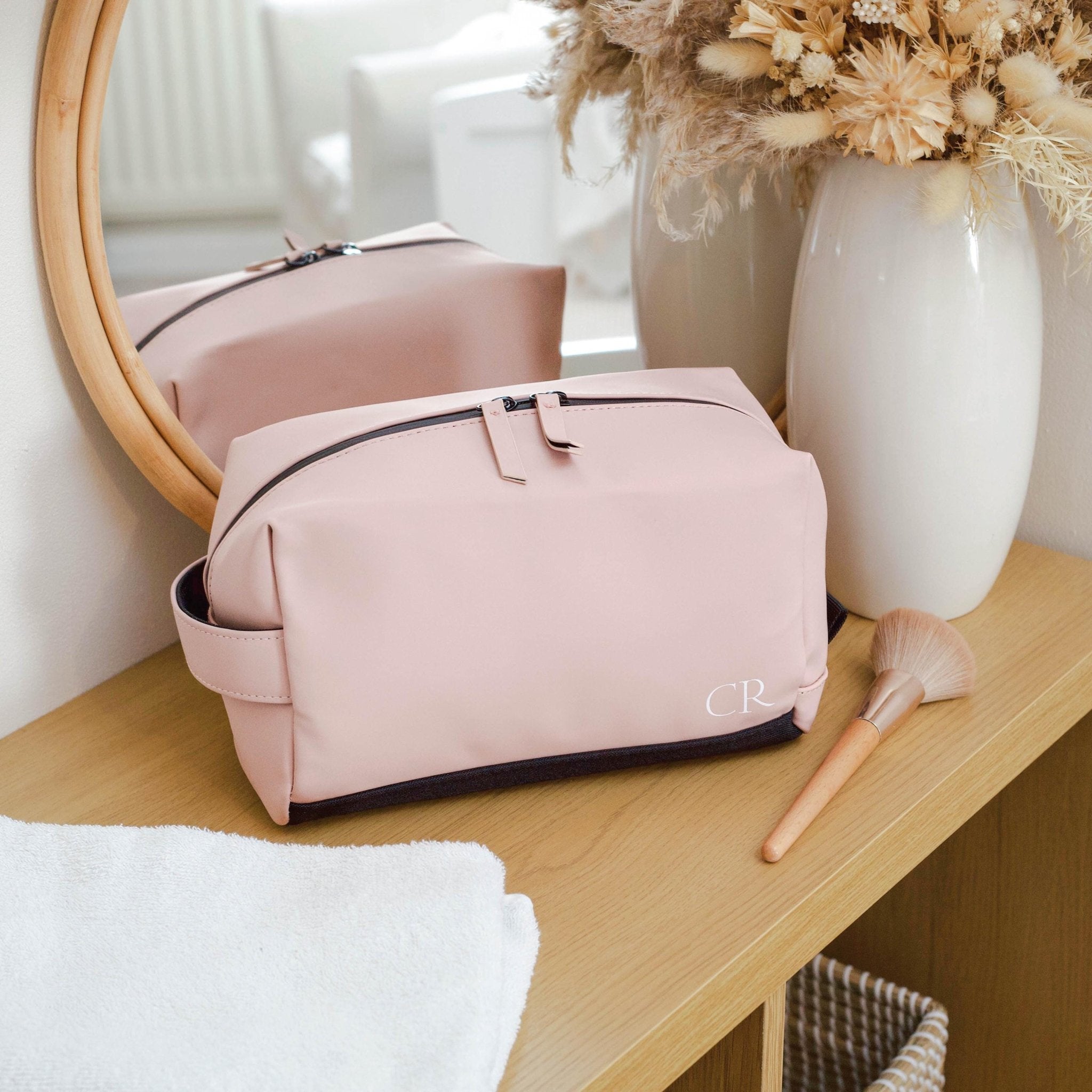 Personalised Toiletry wash bag, Initials bag with monogram, Cosmetic Makeup Bag, Toiletry Bag, Vegan Bag for Bridesmaid, Fathers day bag - Jessica Hollie Gifts