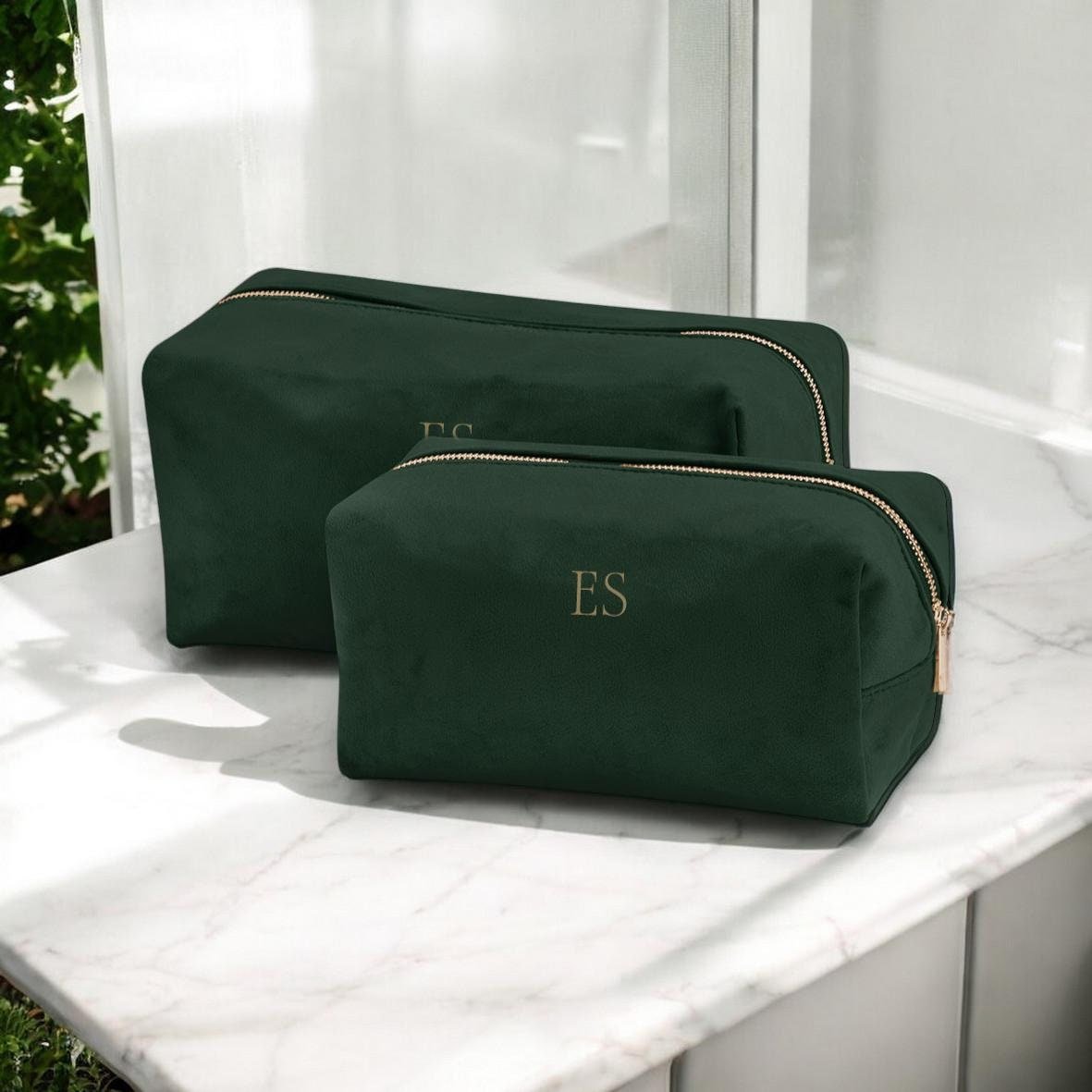 Personalised velvet toiletry case, wash bag, personalised initials makeup bag for her, valentines day gift, monogrammed gift, gift for her - Jessica Hollie Gifts