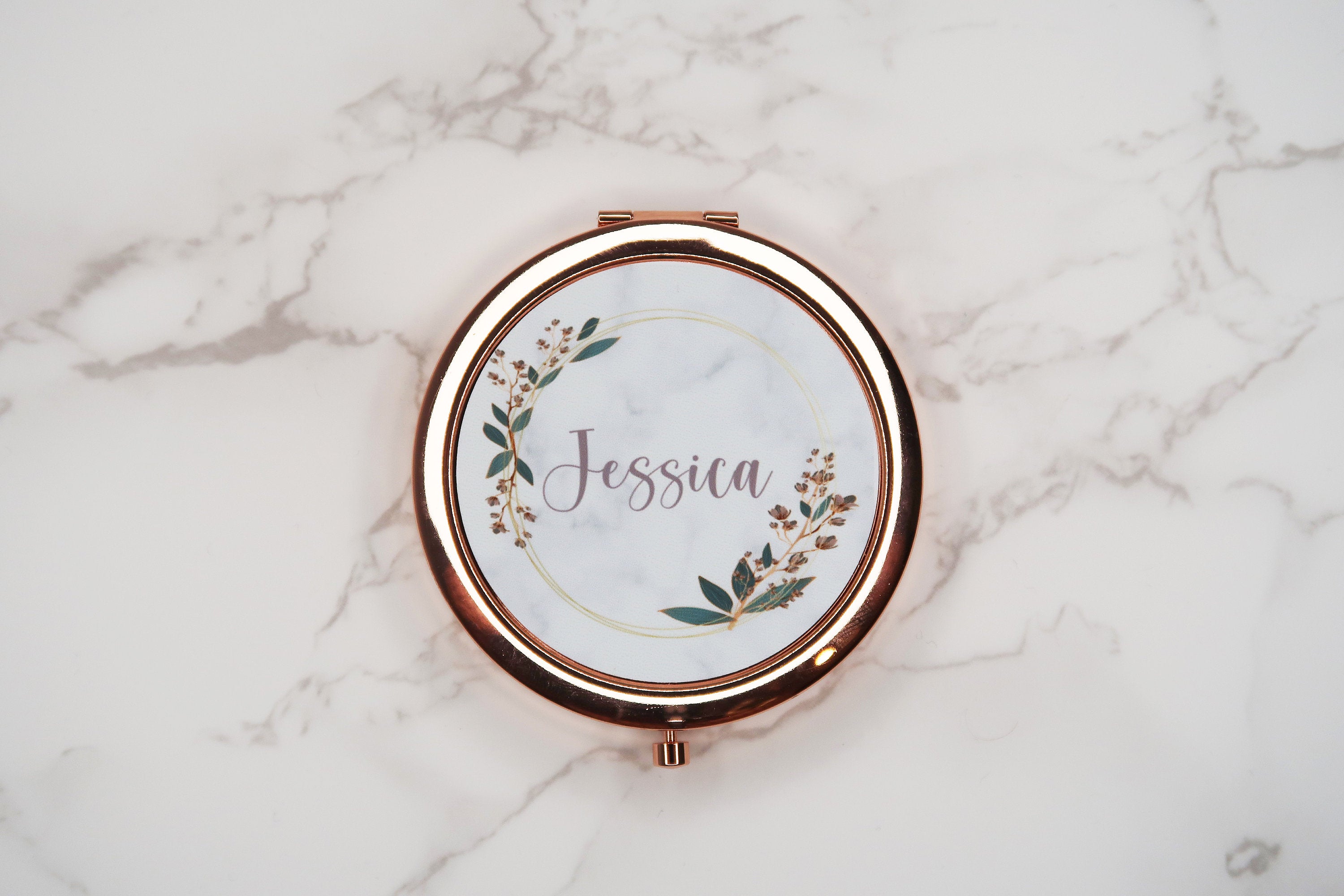 Rose Gold Round Compact Mirror