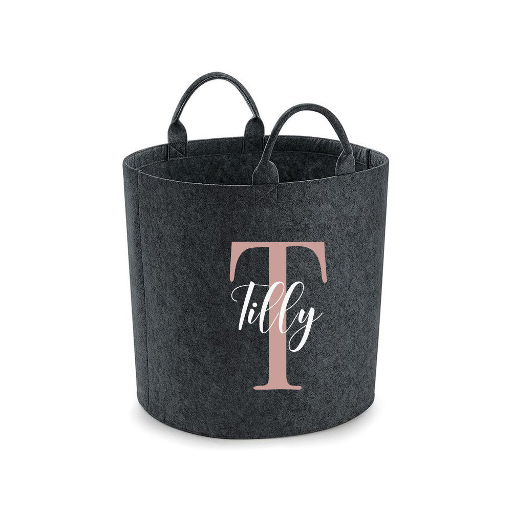 Personalised Name & Initials Felt Basket - Jessica Hollie GiftsBag